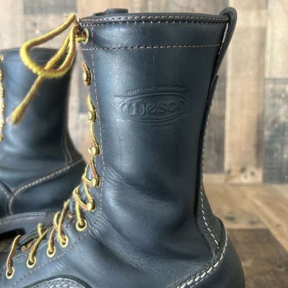 Wesco Logger Steel Toe Black Lace Up Work Boots Mens 11 D - Picture 9 of 12